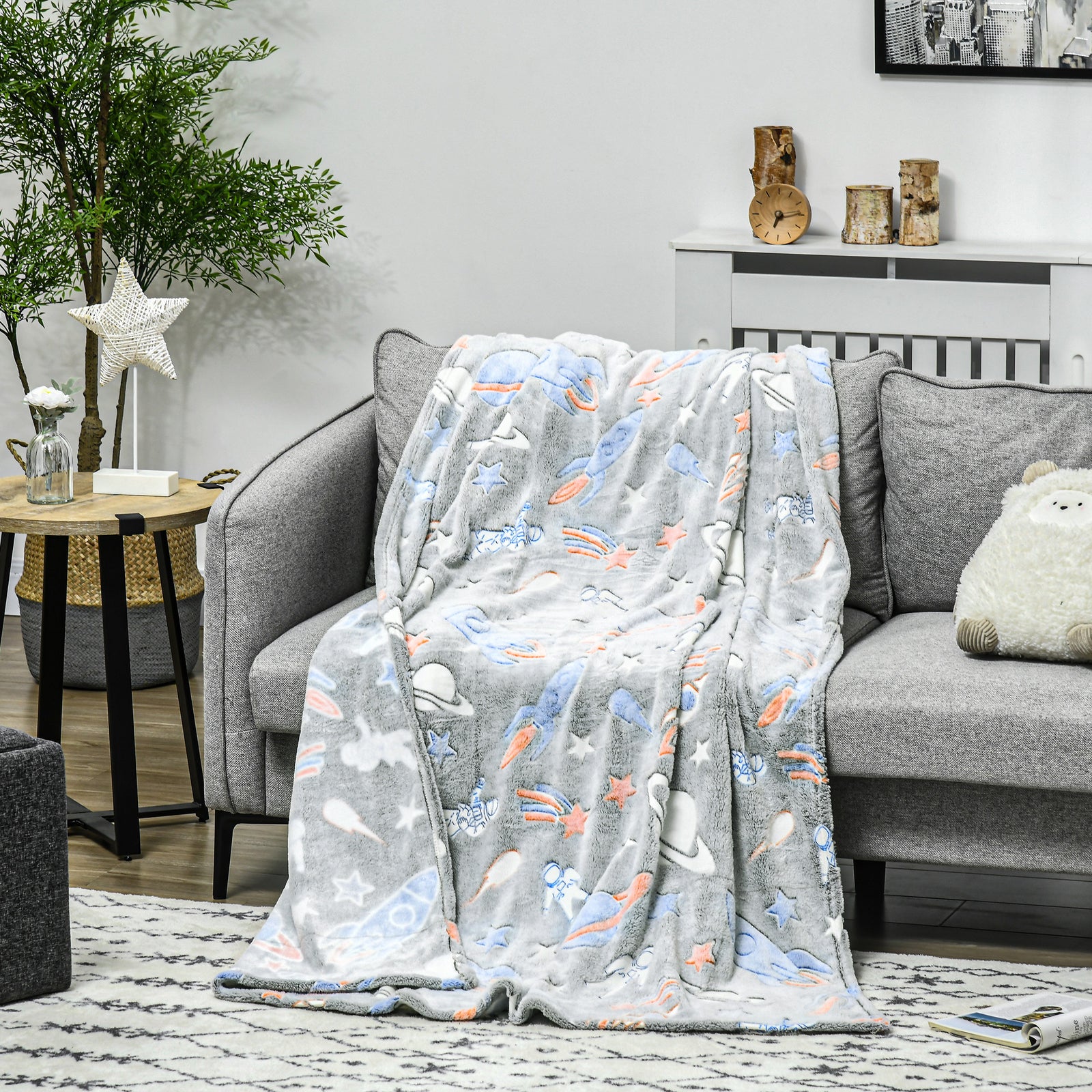Flannel Fleece Blanket Double Size Glow In The Dark | Double | Pink