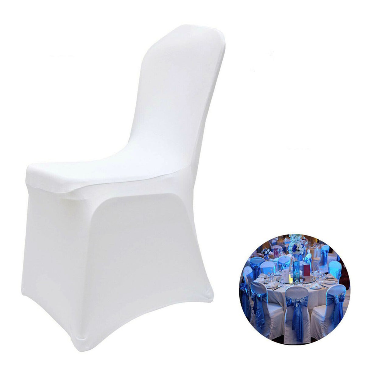 Dining Room Chair Cover Stretch Slipcover – White Polyester & Spandex Removable Seat Cover