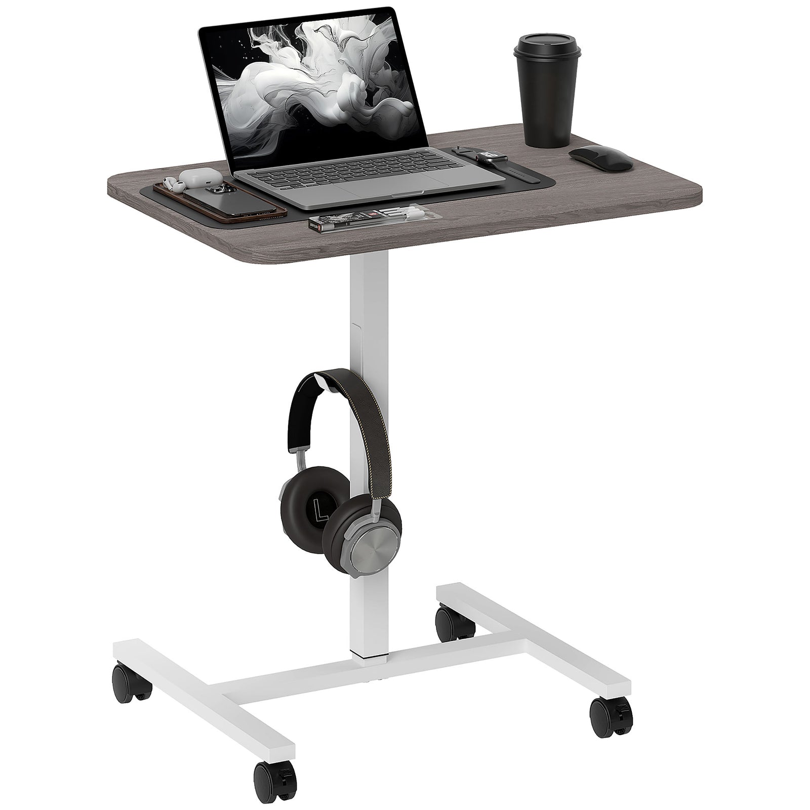Standing Desk Mobile Overbed Table W/ Wheels For Home Office