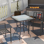 Bar Table Square Glass Dining Breakfast Bistro Furniture