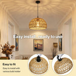 Emitto Rustic Ceiling Pendant Light Shade Hemp Rope Lamp Shade Boho Yellow 23cm