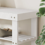 3-tier Bamboo Shoe Bench With 2 Shelves For Entryway | White