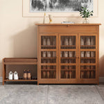 Bamboo Entryway Storage Shoe Cabinet With Bench