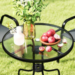 5 Pcs Garden Furniture Set, Round Table And Stackable Chairs | Dark Gray