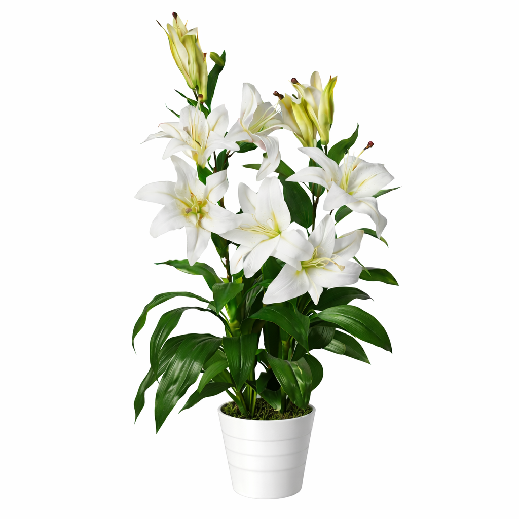 Artificial Lily Plant Stargazer Style 90cm White
