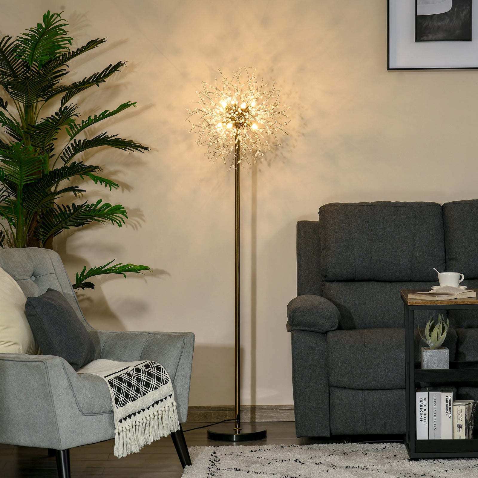 Modern Floor Lamp With Dandelion-like Lampshade Bedroom