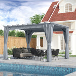 Outdoor Retractable Pergola Gazebo Sun Shade Canopy Curtain