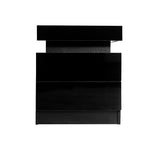 2 Drawer Bedside Table High Gloss Rgb Led Nightstand Cabinet | Black