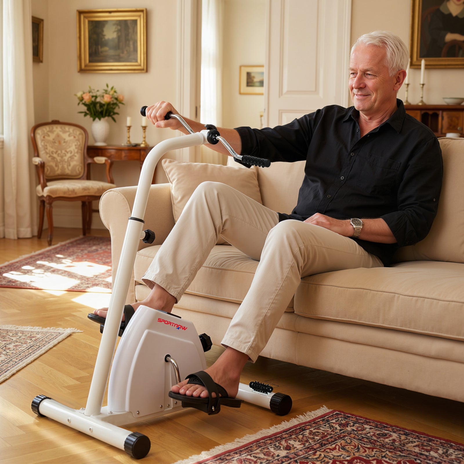 SPORTNOW Seated Pedal Exerciser With Dual Massage And Lcd Display