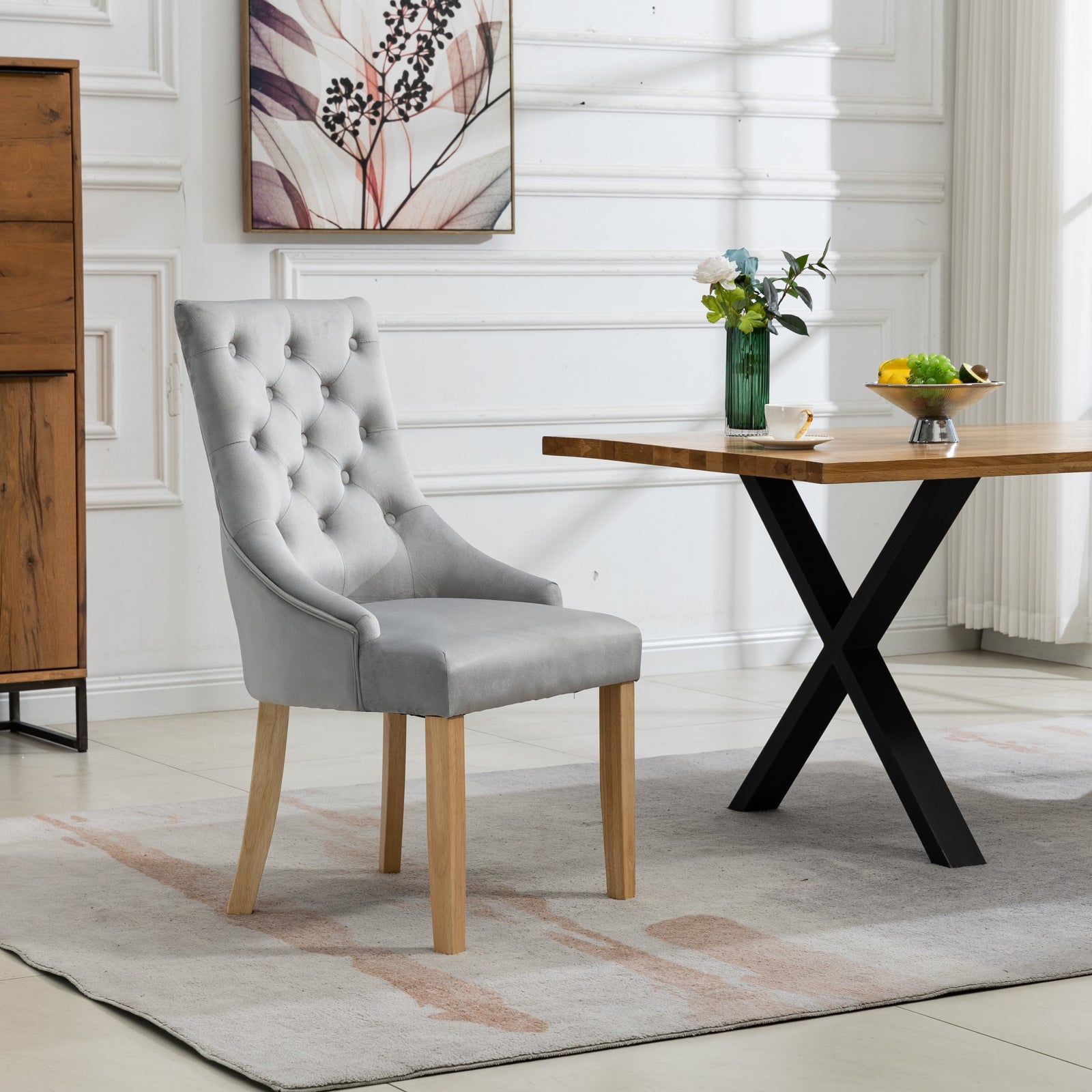 Set Of 2 Ravenna Velvet Dining Chairs | Silver