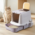 Enclosed Cat Litter Box With Drawer And Scoop Easy Clean
