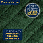 Deluxe Electric Throw Heated Double Over Blanket Soft Fleece  9 Heat & 12 Timer Settings | L | Green