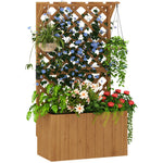 Wooden Planter W/ Trellis And Drainage Holes | Natural
