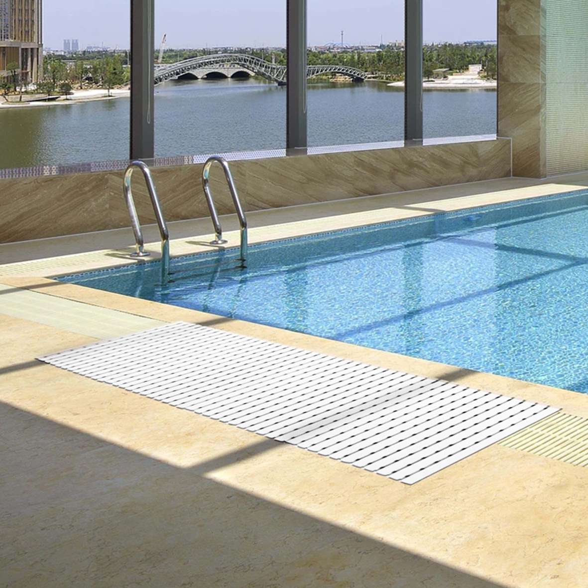 Pvc Duckboard Wet Area Non-slip Mat Drainage Matt - 61cm X 5m Roll | White