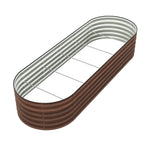 Brown Wood Grain Raised Garden Bed Oval-shaped Galvanised Steel Raised Garden Bed | Large