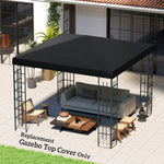 3x3m Gazebo Canopy Replacement Cover, With Drain Holes | Black