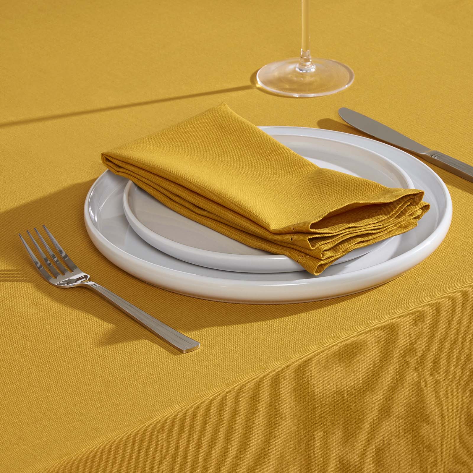 Plain Cotton Fabric 4 Napkins Set | 45cm x 45cm | Mustard