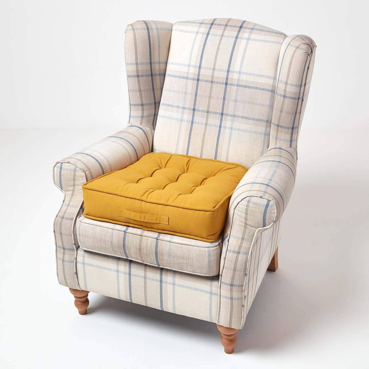 Cotton Armchair Booster Cushion | 50cm x 50cm | Mustard