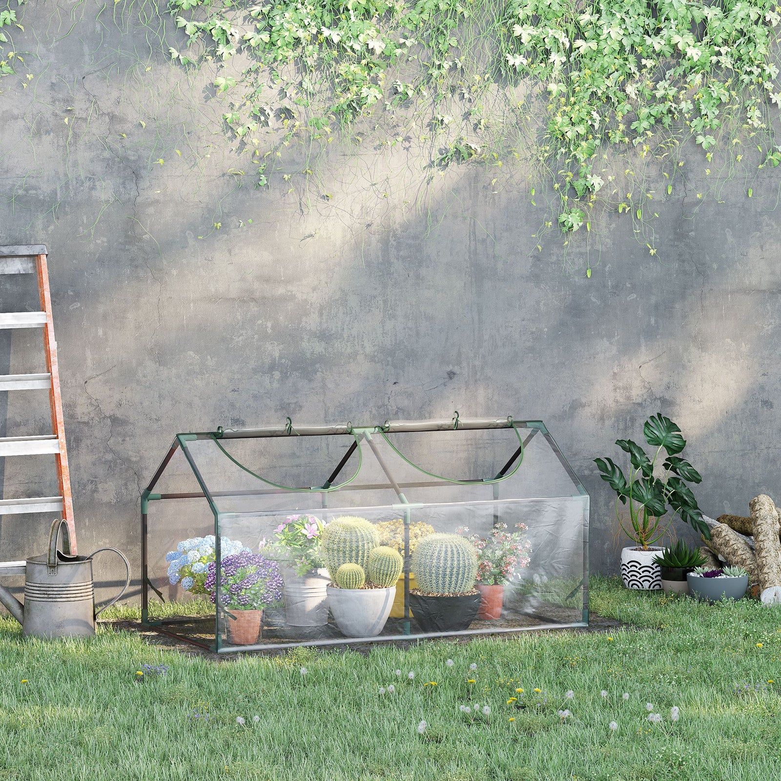 Mini Greenhouse W/ Plastic Cover - Clear
