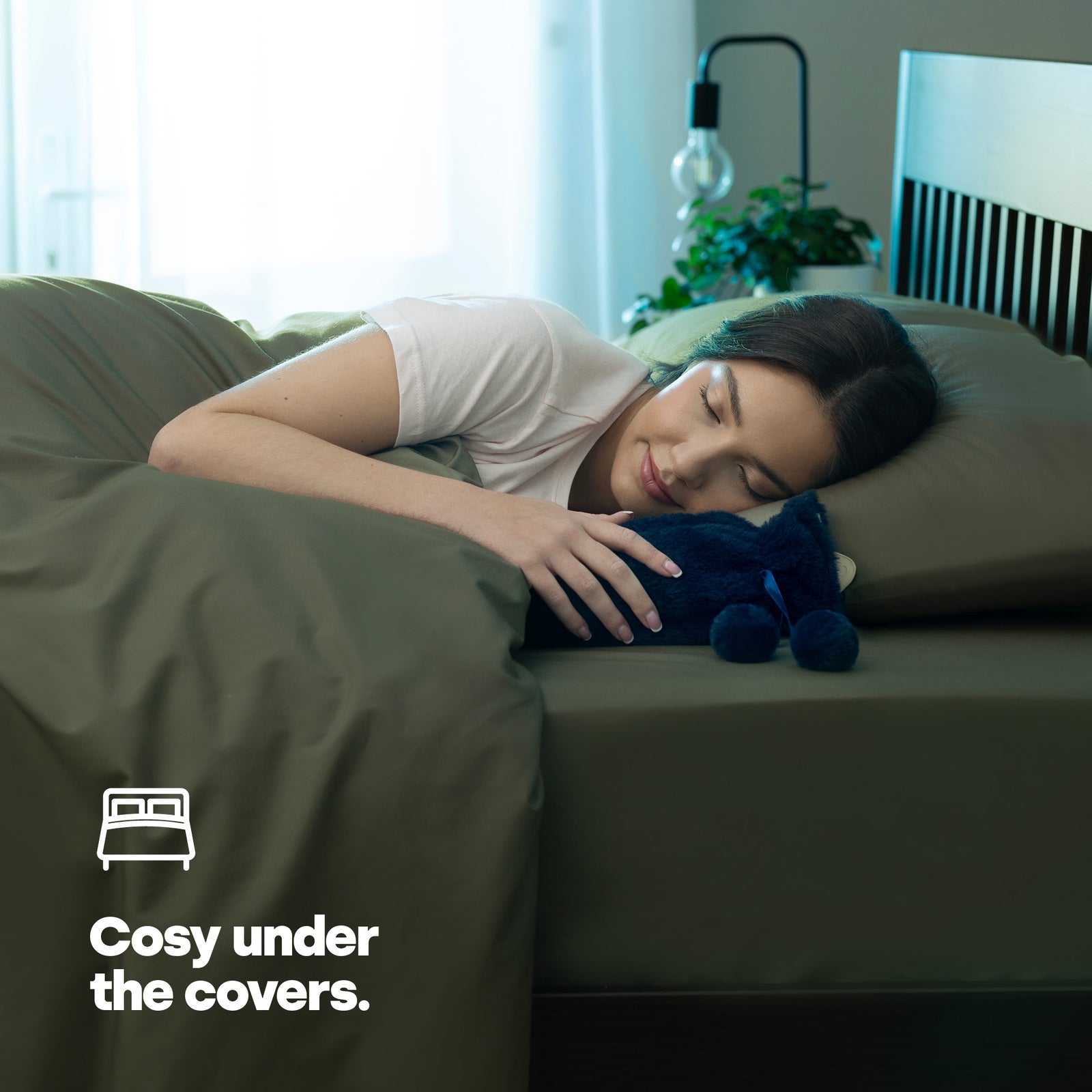 Wrap-around Long Hot Water Bottle - Navy Plush
