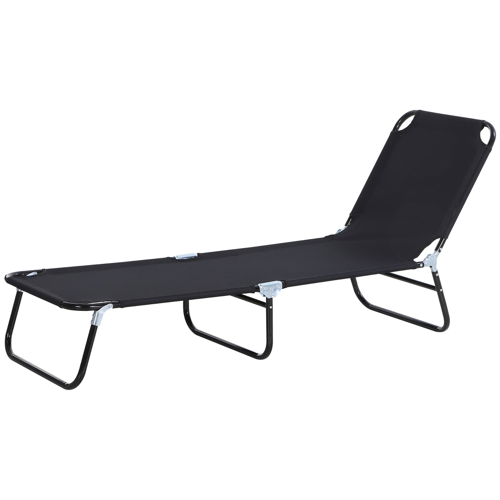 Portable Folding Lounger W/ Adjustable Back | Set-of-1 | Black