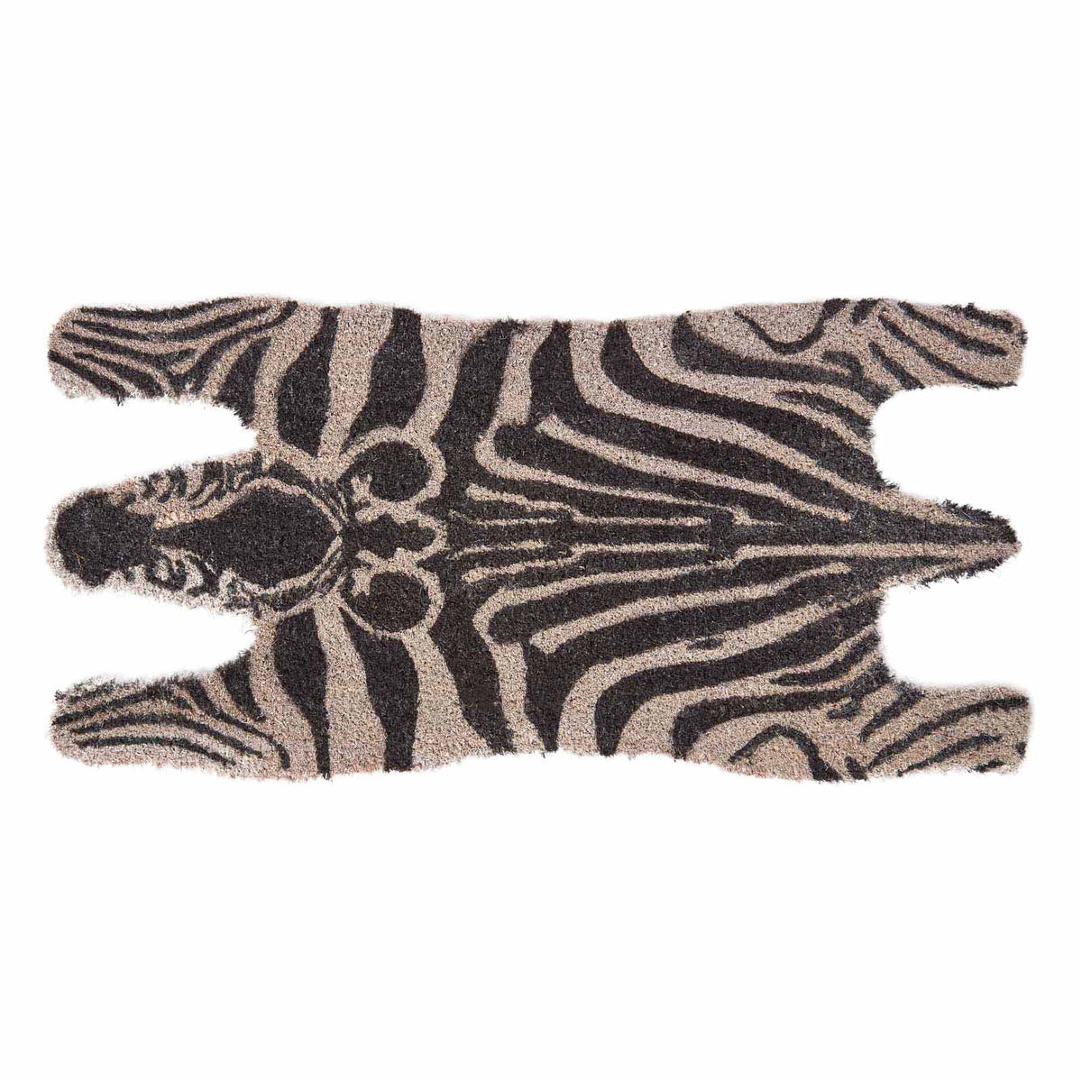 HOMESCAPES Zebra Shaped Coir Animal Print Non-slip Doormat