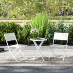3 Pieces Outdoor Bistro Set, Glass Top Table And Chairs