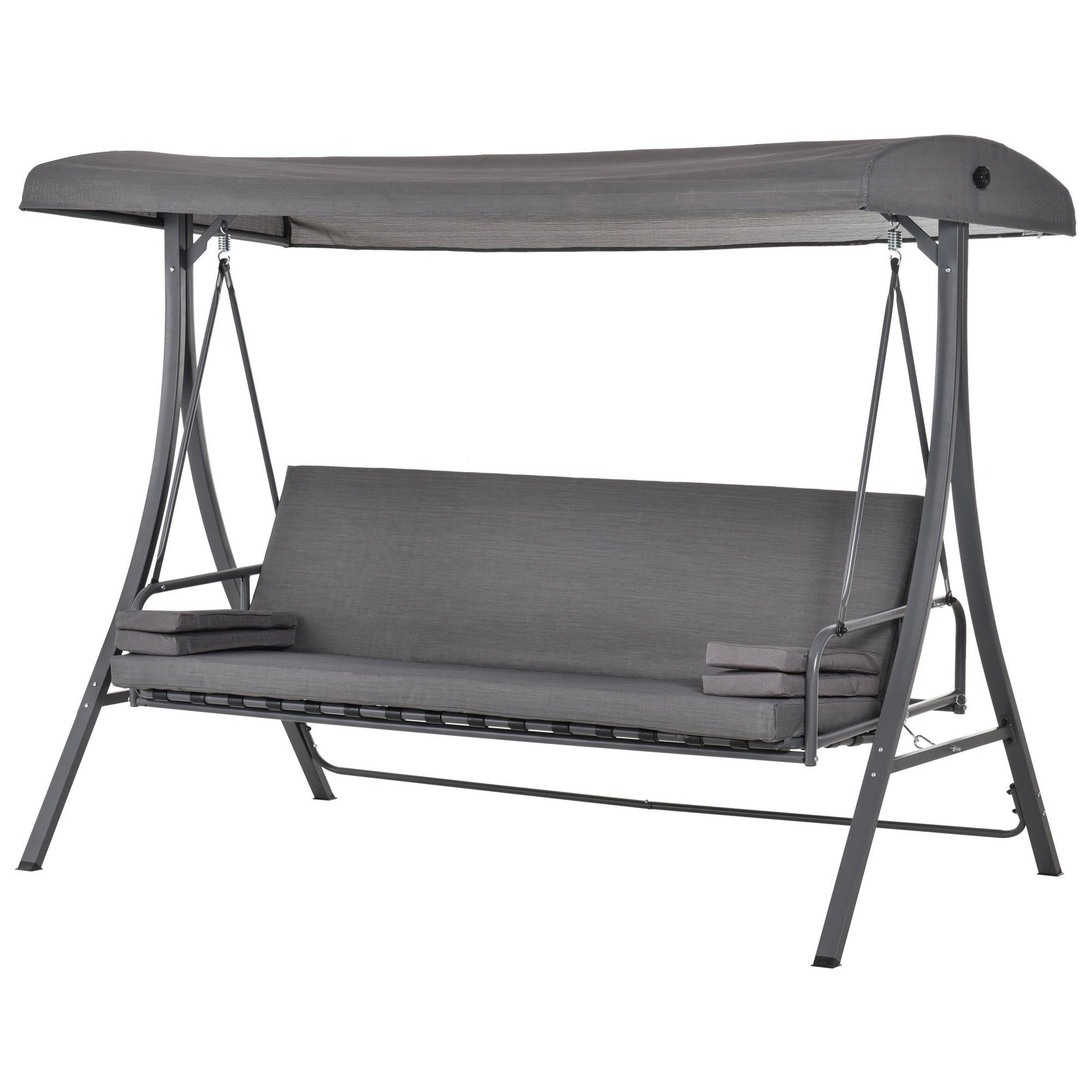 2-in-1 Patio 3 Seater Swing Chair Hammock W/ Cushion Canopy
