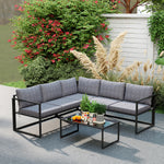 Grey 3-piece L-shaped Garden Sofa Set