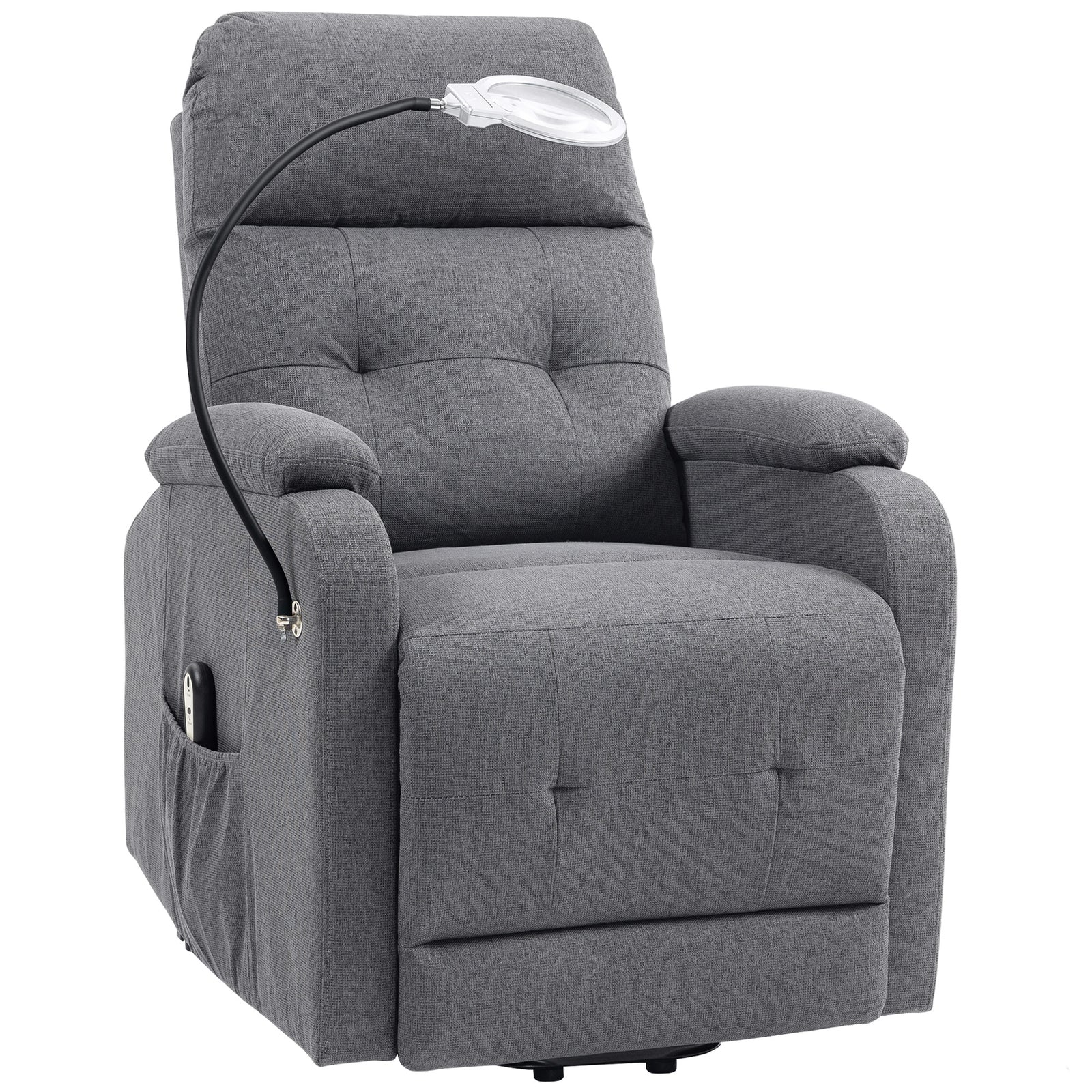 Linen Fabric Electric Recliner Chair With Remote Control | Grey