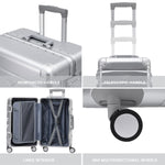 55x35x20cm Hard Shell Cabin Carry On Suitcase 100+ Airline Approved - Aluminium Frame/abs Hard Shell Outer Body | Set of 3 | Silver
