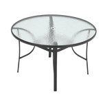 Rectangular Tempered Glass Outdoor Coffee Table With Parasol Hole - 105cm Dia X 72 Cm H | One Size | Black