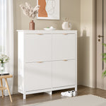 Breeins Flip Down Wood Shoe Cabinet In White