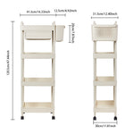 2/3/4-tier Rolling Storage Cart With Lockable Wheels Organizer Trolley With Hanging Baskets & Drawer | Large | Cream
