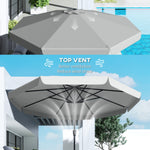 3 M Garden Parasol With Tilt & Crank, Upf30+ Outdoor Table Umbrella | Light Grey