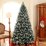 5/6/7ft Artificial Pine Christmas Tree With Pinecones, Steel Base | 7ft | Green