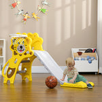 2 In 1 Kids Slide For Indoor Use With Basketball Hoop For 18-36 Months | Yellow