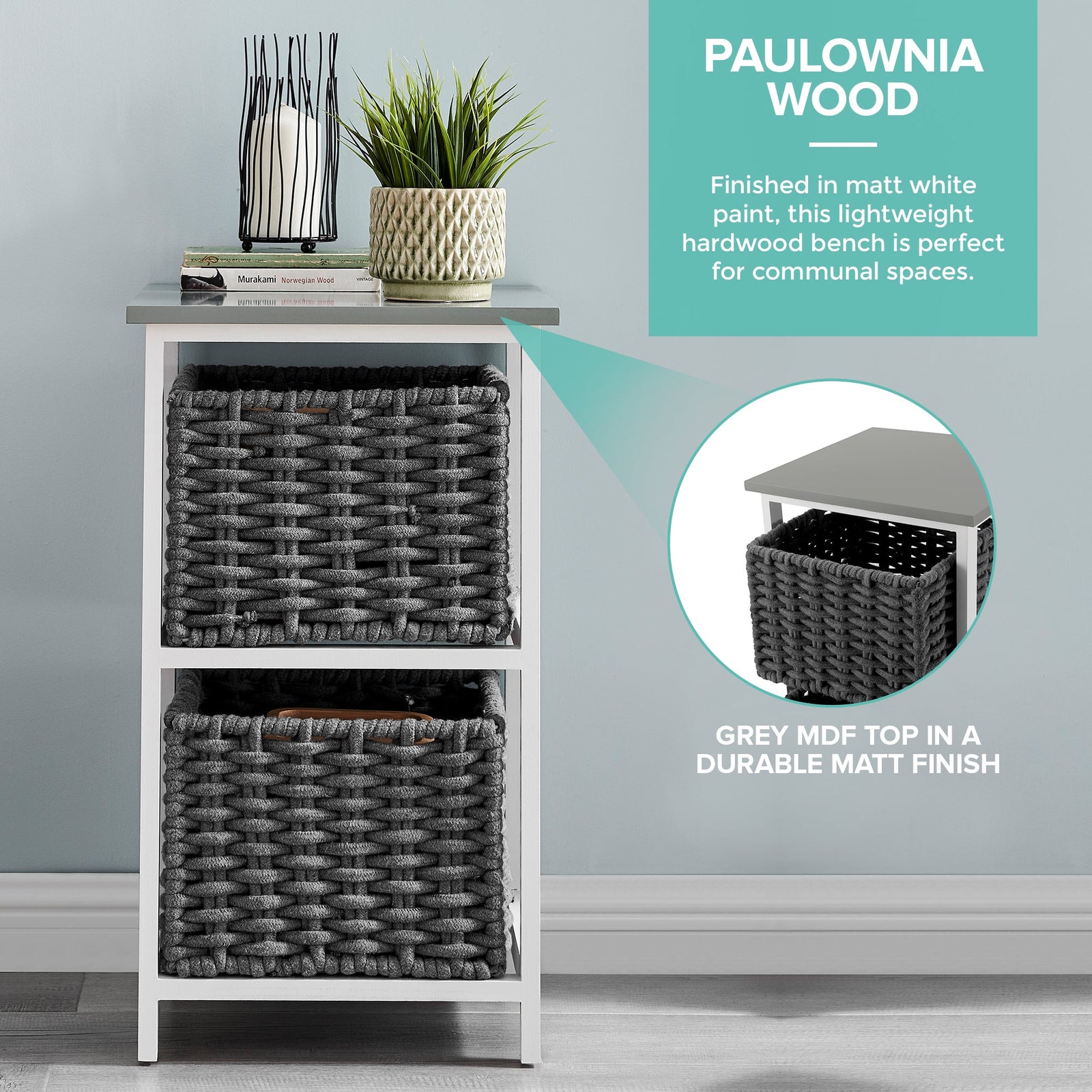 Habi 2 Drawer Storage Unit - Grey