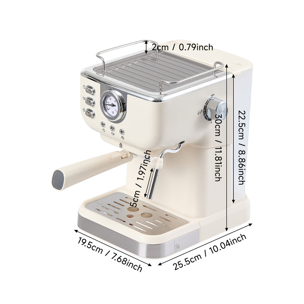 Living and Home Retro Coffee Espresso Machine With Latte Milk Frother
