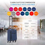 55x35x20cm Lightweight 4 Wheel 800d Soft Case Quilted Suitcases Set Of 3 Anti Crack - Cabin & Hold Luggage 100+ Airlines Approved | Cabin | Navy Blue
