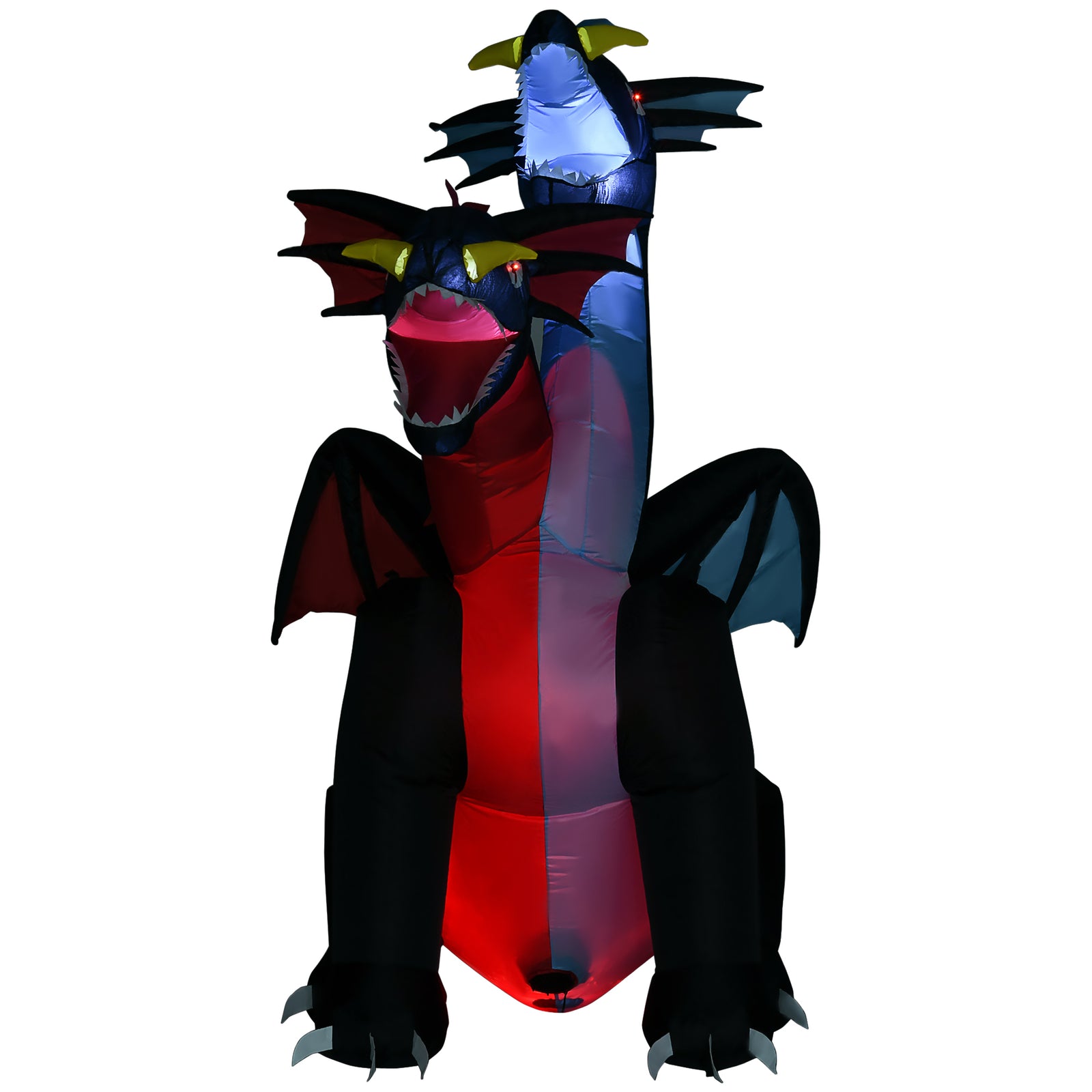 7ft Blow Up Tall Halloween Inflatable Dragon With 2 Heads And Led Lights