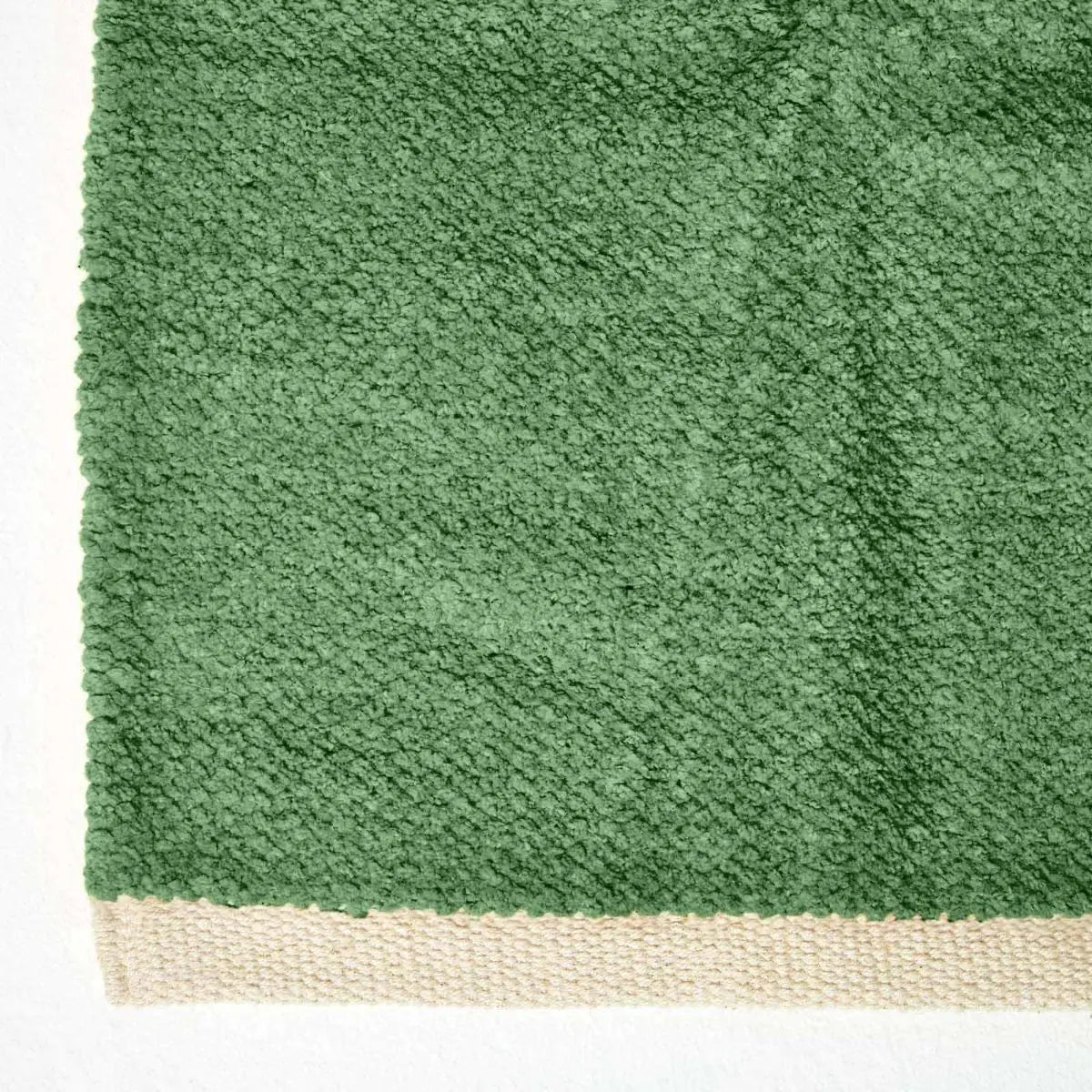 Plain Chenille 100% Cotton  Rug With Natural Trim | 200cm | Dark Olive