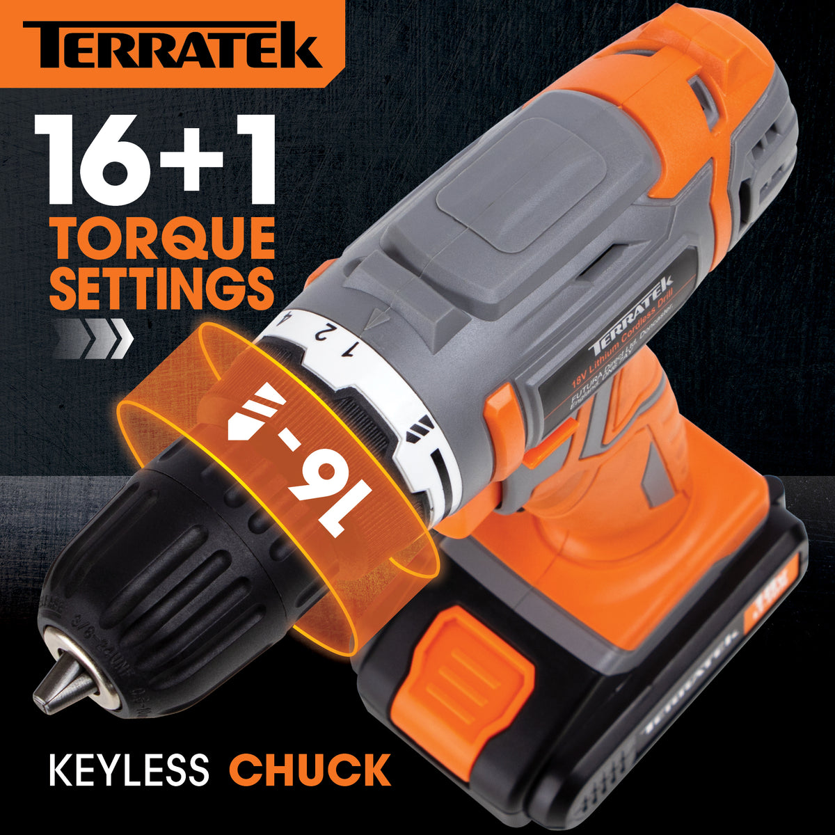 18v Cordless Drill And Screwdriver Set & Drill Bit Kit Li-ion Battery Included, Lightweight Power Battery Drill | 13 Piece Kit – 1x 18v Battery + Charger | Orange