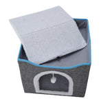 Foldable Multifunctional Cat Bed With Scratching Pad | Dark Grey