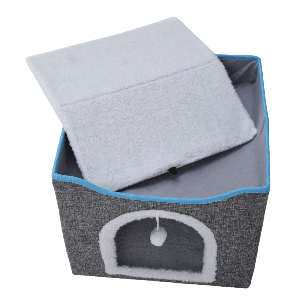 Foldable Multifunctional Cat Bed With Scratching Pad | Dark Grey