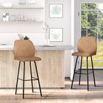 Upholstered Kitchen Stools With Back Set Of 2 | Brown
