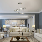 HOMCOM Led Dimmable Chandelier With 2 Crystal Rings Flexible Cable