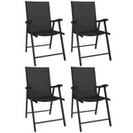 Folding Garden Chairs Set With High Back, Armrests | Set of 4 | Black