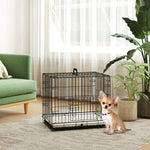 Pawhut Dog Crate With 2 Doors, Tray, Soft Cushion, For Extra Small Medium And Large Dogs | Black