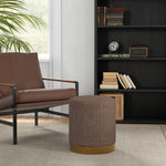 Modern Round Footstool, Fabric Upholstered Foot Rest | One Size | Brown